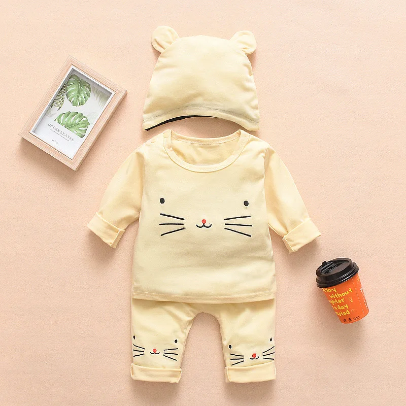 

2019 New Winter Newborn Baby Girls Sports Clothes Cat Hooded Sweatershirts+Pants+Hat Casual 3PCS Outfits Set Baby Clothing Sets