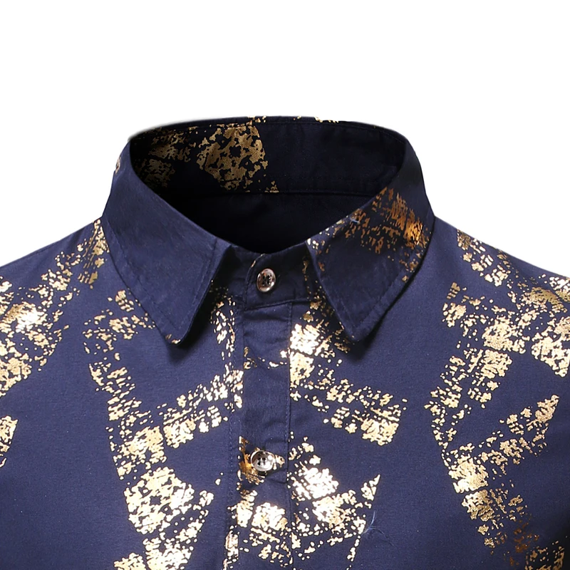 Красный и бронзовым принтом, Мужская одежда, рубашки, Осень Slim Fit Повседневная рубашка Для мужчин с длинным рукавом Вечерние свадебные рубашка-смокинг Для мужчин Camisa
