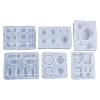 

6 Pcs/set Heart-shaped Irregular Earrings Pendant Mold Crystal Epoxy DIY Dolphin Molds Jewelry Ornaments Making