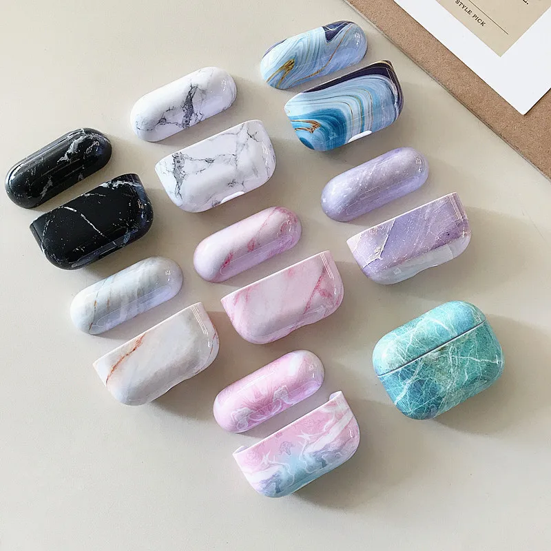 

Suitable for Apple Airpods 2 1 Hard Shell PC Marble Pattern Apple Bluetooth Headset Box Airpods Pro 3 Charging Box Shell
