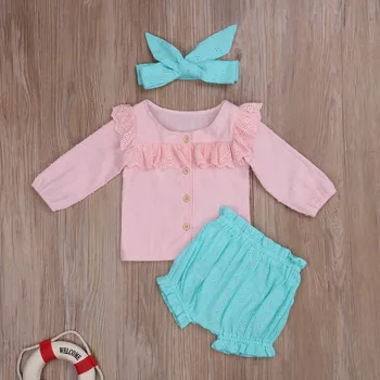 

Newborn Infant Baby Girl Clothes Set Ruffles Long Sleeve Tops Bloomers Shorts Outfits Autumn Baby Girl Clothing