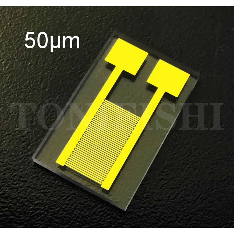 

Customized 50μm transparent interdigital electrode quartz glass capacitor array MEMS gas biosensor photoelectric detection 1 pcs