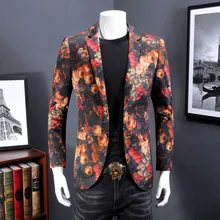 Европа и США Мужская Новая осень Модный с цветком с набивным бархатом костюм пальто cultivate one's morality