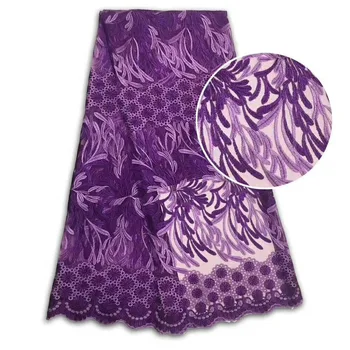 

Purple gold african lace fabric 2019 high quality mesh embroidered 3 d flowers lace fabric for wedding bride 5yards per lot
