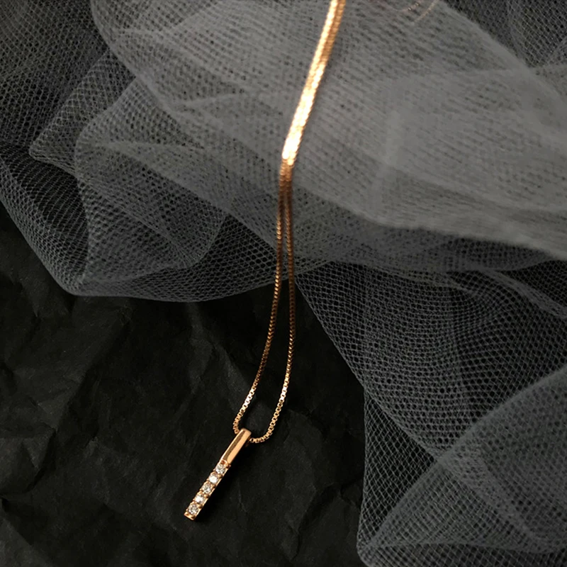 XIYANIKE 925 пробы Серебряное модное простое длинное геометрическое ожерелье с подвеской в полоску для женщин очаровательное свадебное ювелирное изделие регулируемое