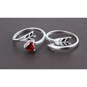 

Genuine new men and women S925 sterling silver ring heart-shaped Cupid arrow luxury zircon opening adjustable couple ring