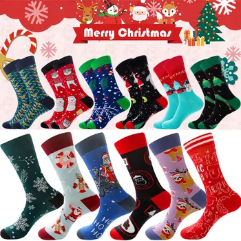 

1PC Christmas Socks Women Button Knee Length Vintage Cashmere Fashion Medium Length Sock Comfortable Socks Winter
