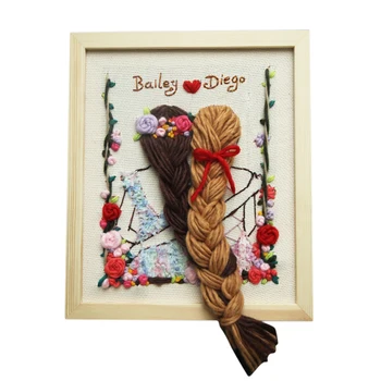 

DIY Knitting Wool Rug Hooking Kit Handcraft Woolen Embroidery Creative Gift with 25 x 30cm Wooden Frame Poke Needle Photo Frame
