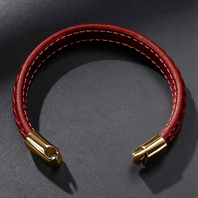 Metal Bracelet Leather Bracelet Stainless Steel Bracelet MOZO FASHION Retro Men Jewelry Braided Leather Women Handmade Bracelet Stainless Steel Clasp Wrist Band 010