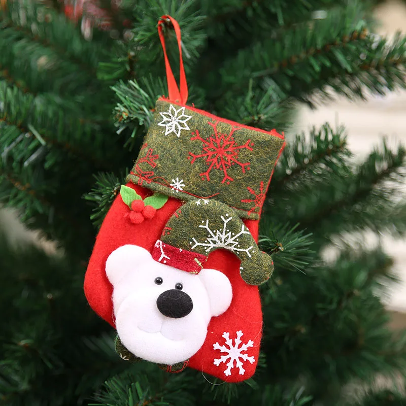 1 шт., рождественские чулки, подвесные украшения на елку, новогодний мешок для конфет, подарочные носки, чулки, Рождественский орнамент