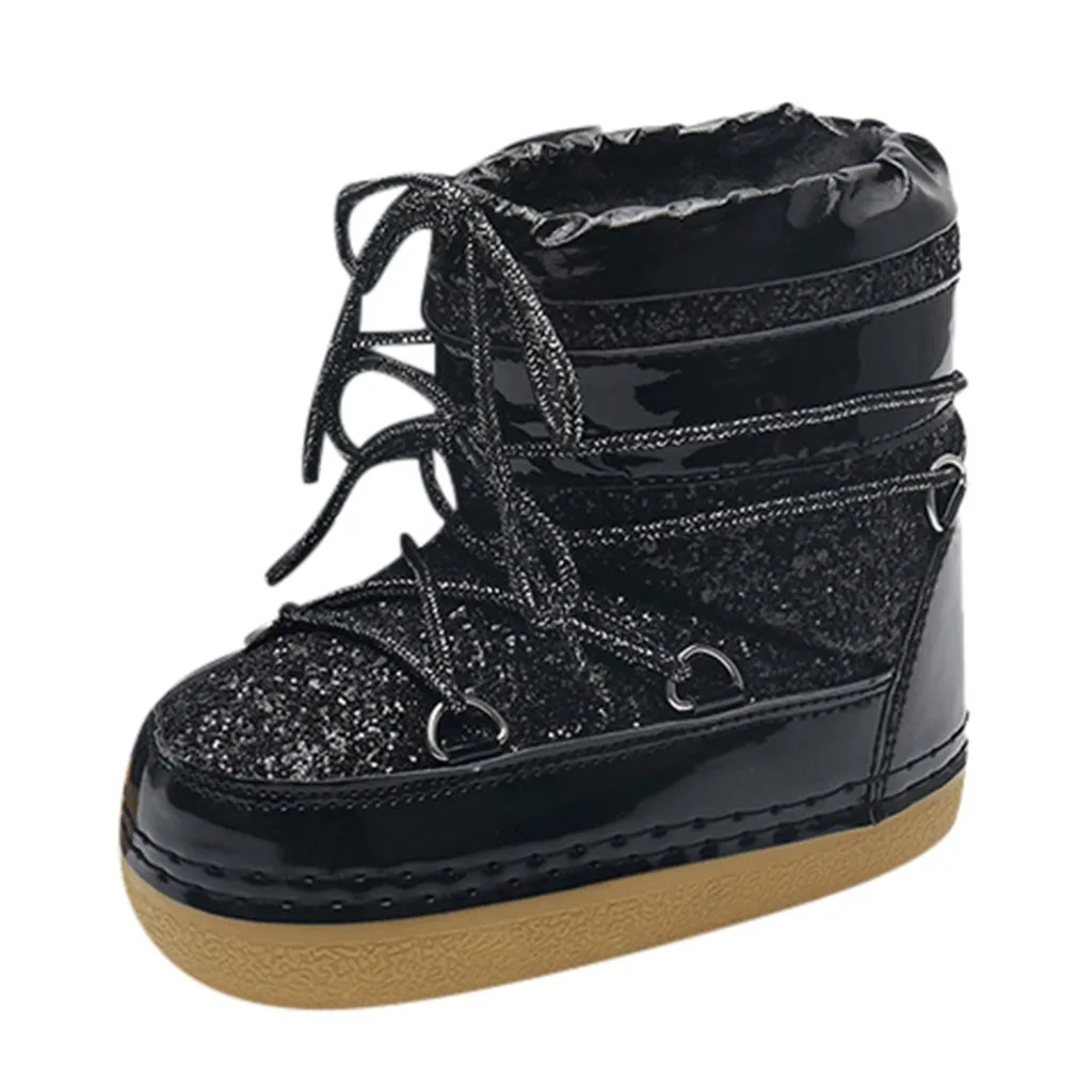 Детские ботинки; обувь для маленьких девочек и мальчиков; зимние ботинки; Детские теплые кроссовки; зимние ботинки; детская обувь - Цвет: BK