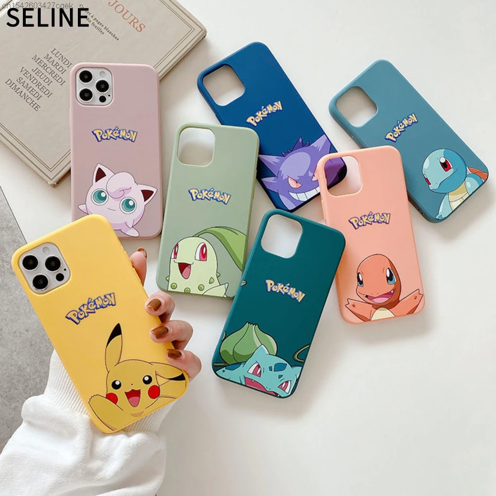 Pokemon Pichaku Bulbasaur Gengar Squirtle Chikorita Jigglypuff Iphone Case Aesthetic For 12 11 Pro Max Xs X Xr Se 6 6s 7 8 Plus Mobile Phone Cases Covers Aliexpress