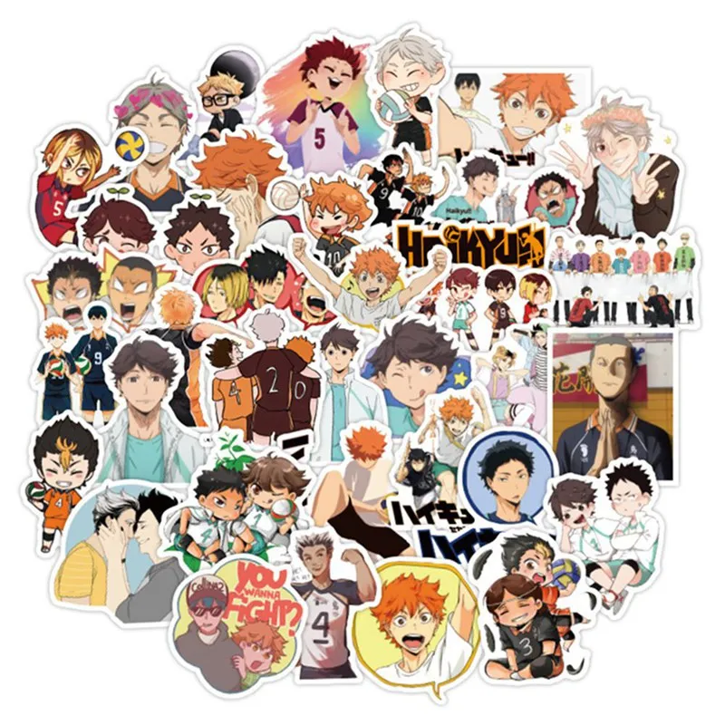 

Haikyuu!! Japanese Anime Stickers Waterproof Stationery Stickers for Guitar Suitcase Laptop Phone Fridge Car Decorative Sticker