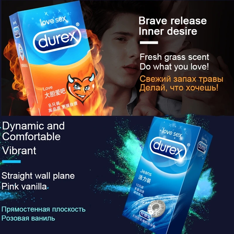 Cheap Durex Condoms 32 Pcs Box Natural Latex Smooth Lubricated Contraception 4 Types Condoms for Men Sex Toys Products Wholesale