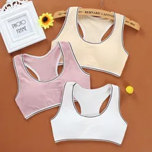 Спортивный тренировочный бюстгальтер с широким ремешком для молодых девушек, лиловый сплошной цвет, Спортивное нижнее белье для девочек, беспроводной бюстгальтер с подкладкой, повседневный жилет для йоги, бюстгальтер для фитнеса
