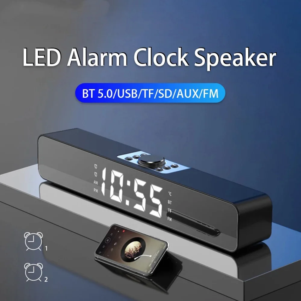 LED TV Sound Bar Alarm Clock AUX USB Wired Wireless Bluetooth Speaker Home Theater Surround SoundBar for PC TV Computer Speakers - ANKUX Tech Co., Ltd