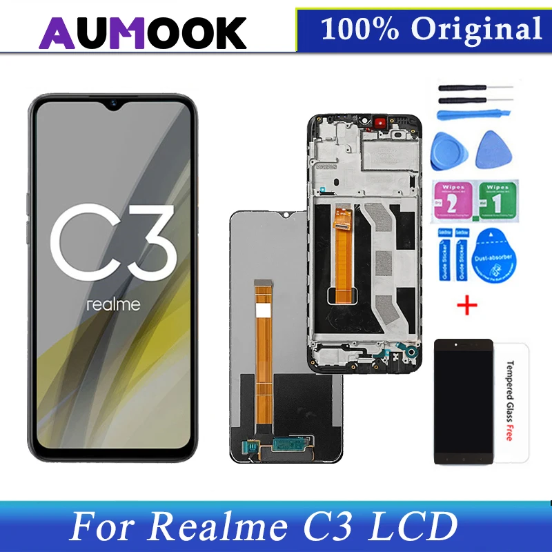ЖК-дисплей для Realme C3 RMX2027 RMX2021 RMX2020 с рамкой дигитайзер сенсорный экран OPPO