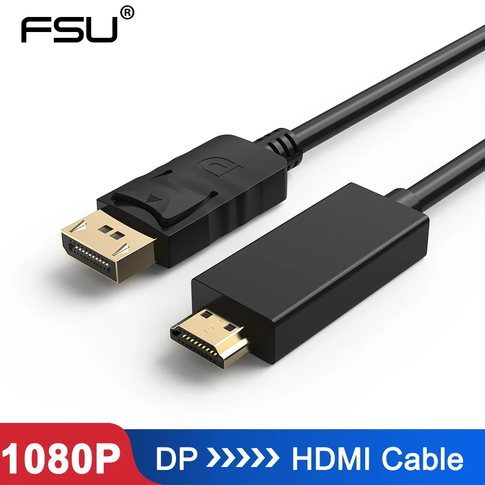 FSU 6ft Displayport DP к HDMI адаптеру 1080P кабель преобразователь дисплея для ПК ноутбука