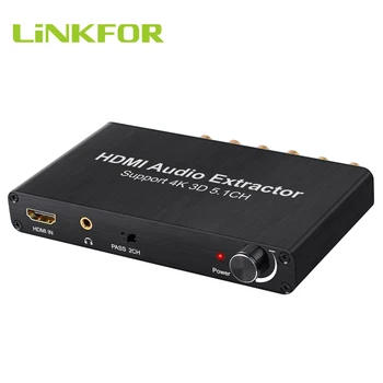 

LiNKFOR 5.1CH Audio Extractor With Volume Adjustment Decorder HDMI to Optical Spdif Toslink 3.5mm Stereo Audio Converter 4K DAC