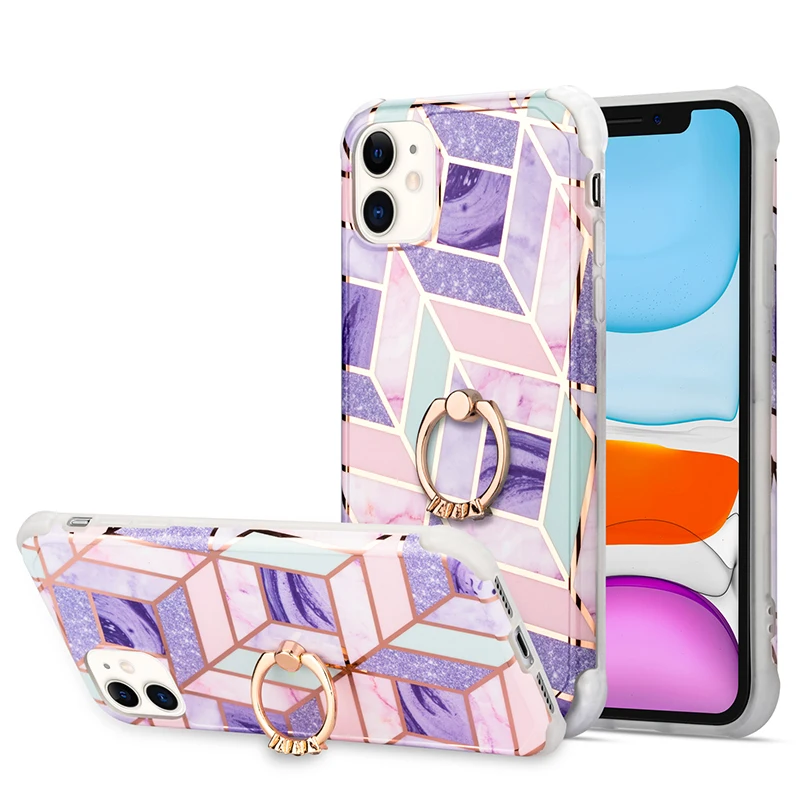 New Design Marble Phone Case With Stand Holder For iphone11 Pro Max 7 8 plus Case Silicon Back Cover