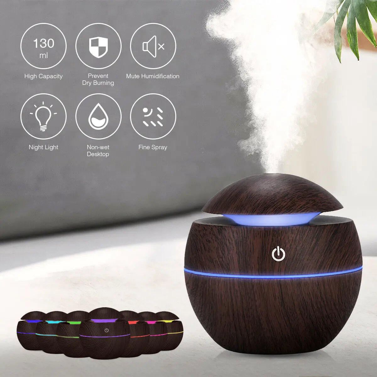 LED USB Humidifier Ultrasonic Essential Oil Diffuser Aroma Aromatherapy Purifier 