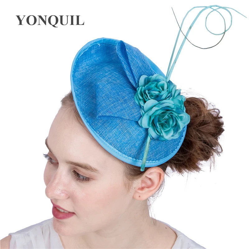 sneeuw lade Transformator Light Blue Hair Fascinator Hat Women Flower Wedding Hair Accessories Hats  Wedding Cocktail Hats Headband Women Party Church - Hair Claw - AliExpress