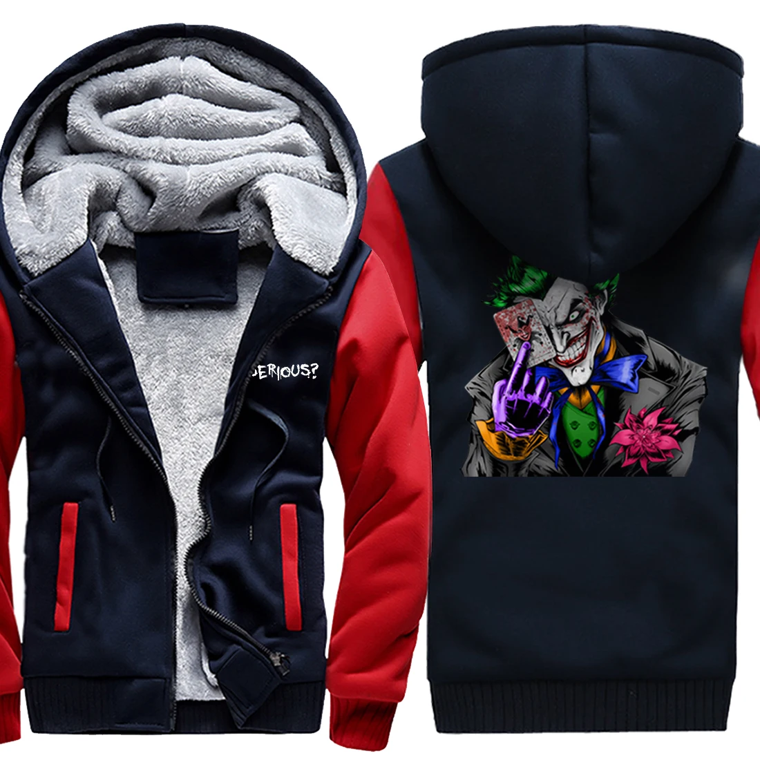 

The Joker Print 2020 New Arrival Raglan Thicken Jackets Mens Wool Liner Dark Blue Tops Casual Zipper Hipster moletom masculino