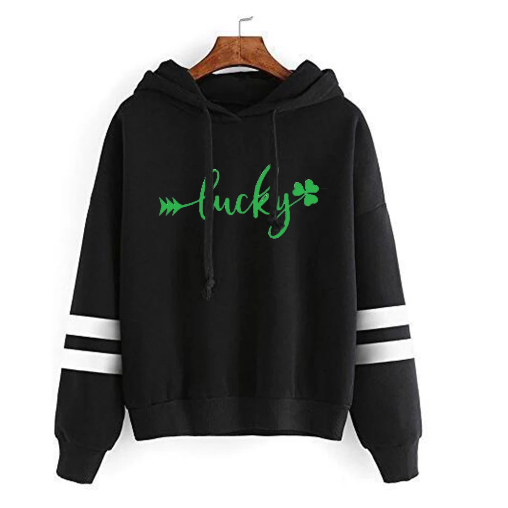 

St Patricks Day Women Hoodies Shamrock Patricks Day Hoodie Korean Irish Shamrock Lucky Clothes Harajuku Sweatshirt Print