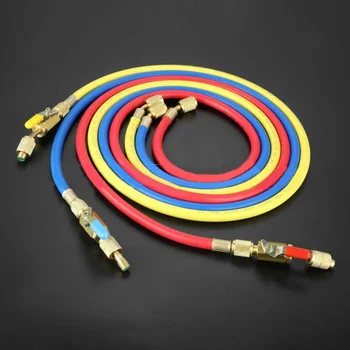 

W/Shut Valve AC Charging Hoses R410a R134a R22 1.5m / 60 inches HVAC 1/4inch