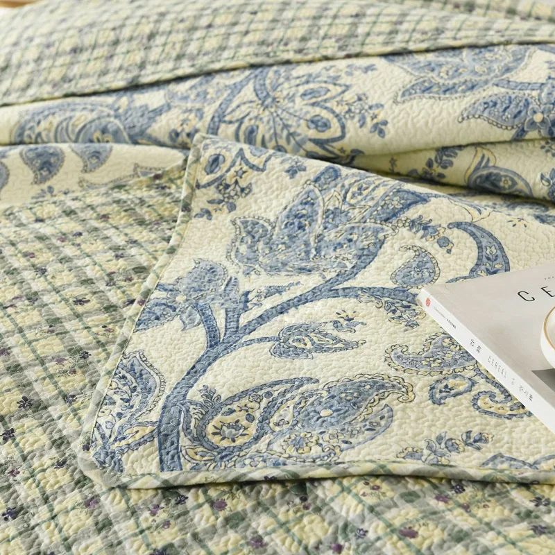 CHAUSUB Bedspread Cotton Quilt Set 3PCS American Printed Coverlets Bed Cover Pillowcase King Queen Size Quilts Summer Blanket