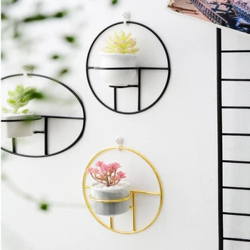 

New Hot Ceramic Flowerpot Wall Mounted Succulent Plant Pots with Wire Frame for Home Office SMD66