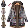 Women Leaves Floral Print Coat Jacket Winter Warm Plush Fluffy Parkas Windbreaker Casual Zipper Hooded Pocket Vintage Coats Plus ► Photo 1/6