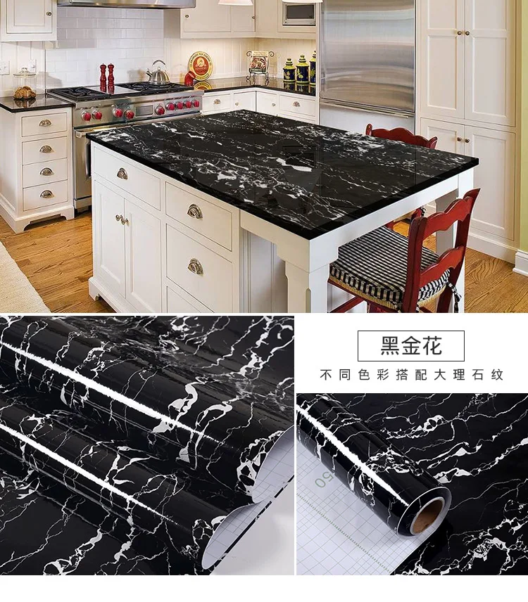 Thickening Waterproof Marble Wallpaper Cabinet Desktop Countertop Furniture Renovation Sticker Kicking Line Self-adhesive