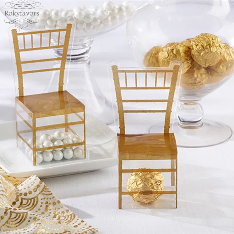 plastic gold chair favor box (1)