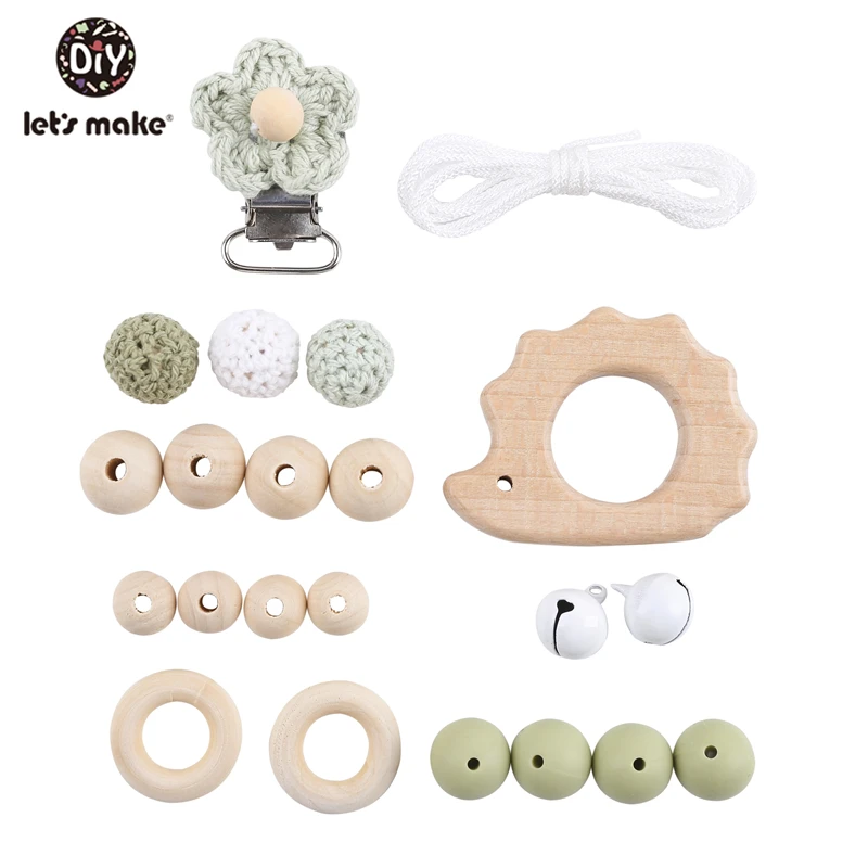 Let's make baby products буковое дерево силиконовый Прорезыватель 1 Набор крючком цветок
