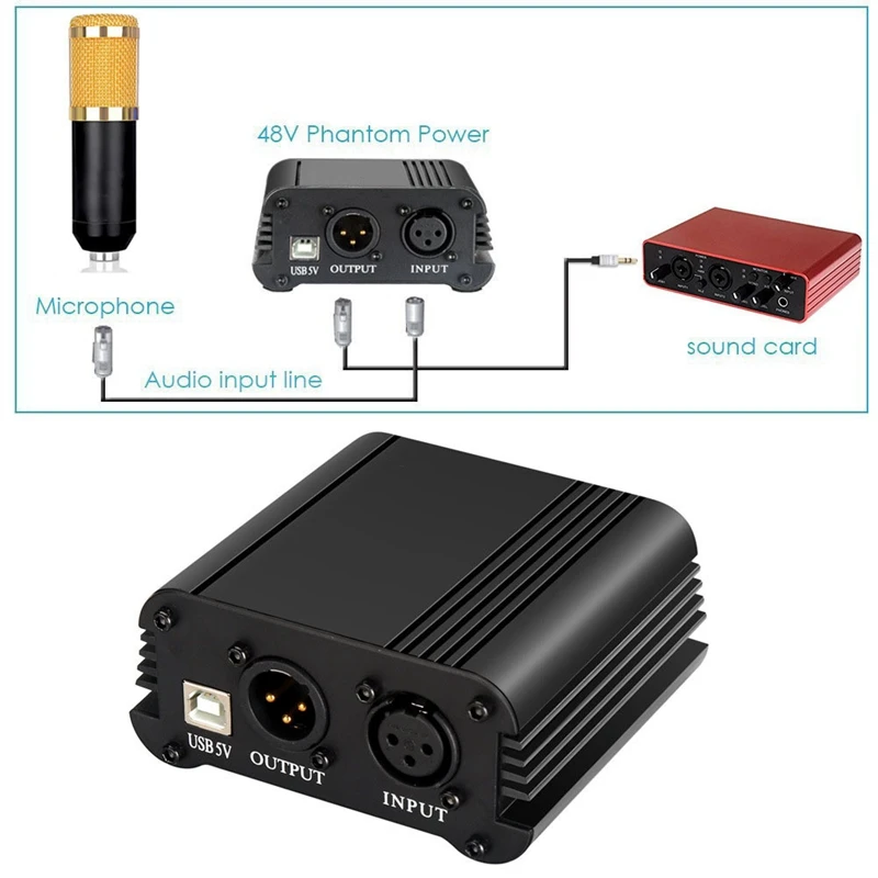 ABKT-B.BMIC 48V USB фантомный источник питания USB кабель микро-телефон кабель для мини микро-телефон конденсатор записывающее оборудование-черный