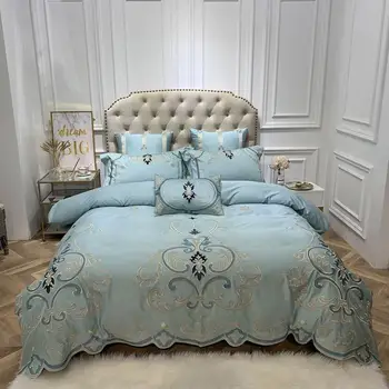 

Luxury Egyptian Cotton Luxury Bedding Sets Queen King Size Embroidery Duvet Cover Set Sheets Linens