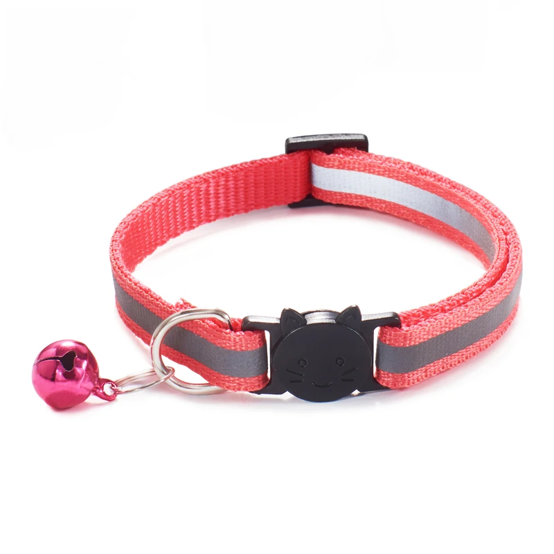 18 Colors Cats Bells Collars Adjustable Nylon Buckles Fashion Reflective Pet Collar Cat Head Pattern Supplies For Accessories