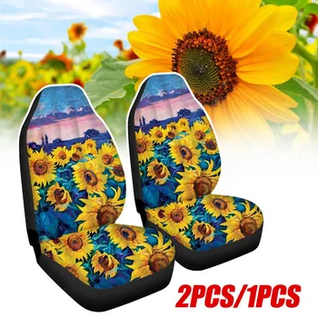 

1/2Pcs Universal Sunflower Blue Sea Printing Car Seat Covers Car Styling Auto Seat Cover Car Full Seat Cover Interior Protector