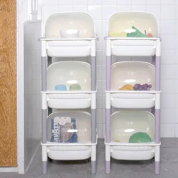 

Multi-layer Storage Rack for Kitchen Dust-proof Storage Rack and Cover Three-layer Plastic Fruit and Vegetable Shelf