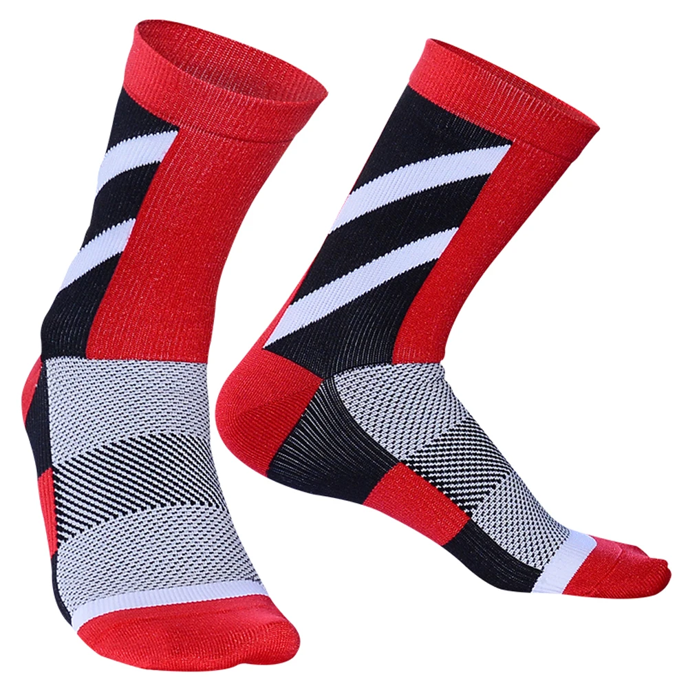 Нескользящие дышащие Компрессионные спортивные носки для велосипедистов, мужские и женские носки для бега, пешего туризма, альпинизма - Цвет: Red