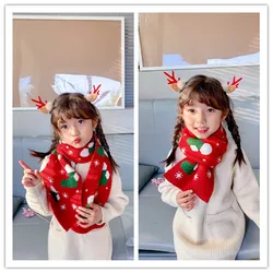 Christmas Tree Snowflake Children's Knitted Scarf Autumn And Winter New Cute Trendy Men And Women Baby Warm Scarf Christmas Long