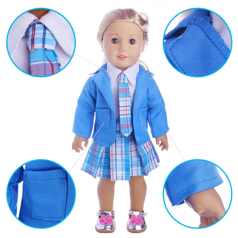 Doll-Clothes-For-43cm-Baby-Dolls-4-Pieces-shirt-skirt-coat-tie-School-Office-Uniform-For