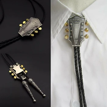 

Slide Clip Party PU Leather Fashion Adjustable Unisex Dating Vintage Daily Wear Woven Accessories Casual Bolo Tie Guitar Pendant