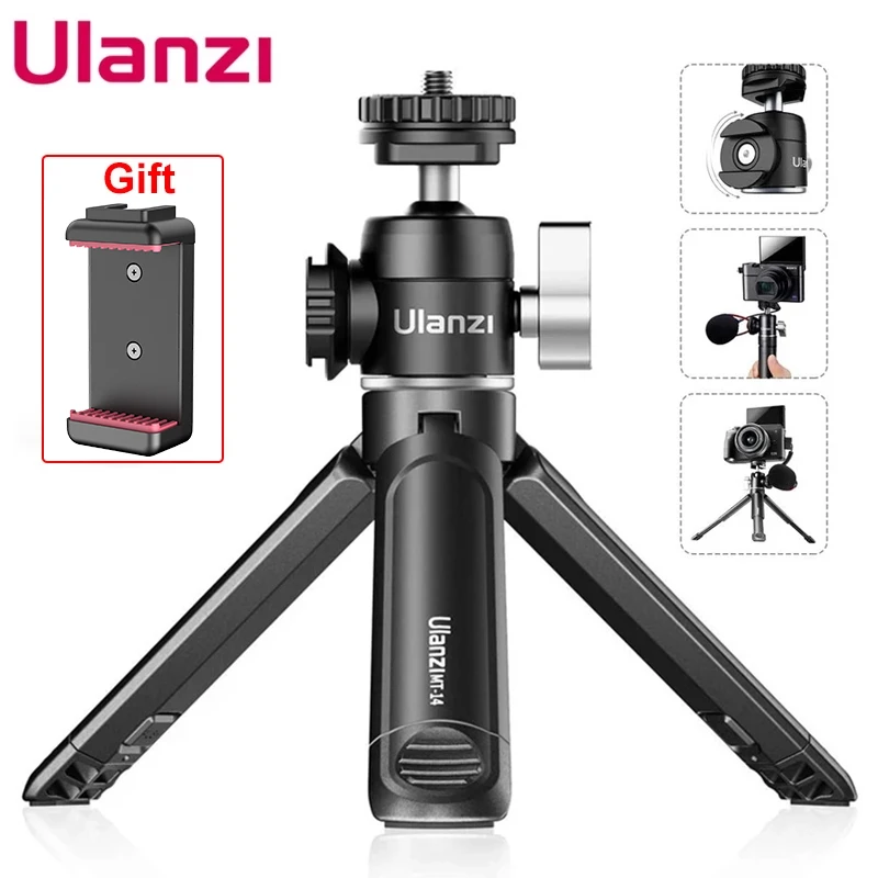Tabletop Tripod,Lightweight Collapsible Mini Metal Tripod,Table Stand Accessory for Camera/Phone/Photo/Pad,Standard 1/4 Screw Fixation 