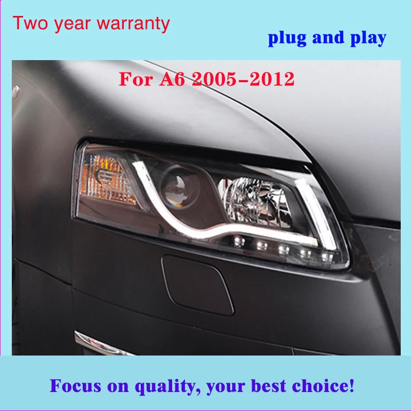 Автомобильный Стайлинг Головной фонарь для Audi A6 C5 фары 2005-2008 2009-2012 A6L светодиодный фары DRL Объектив двойной луч H7 HID