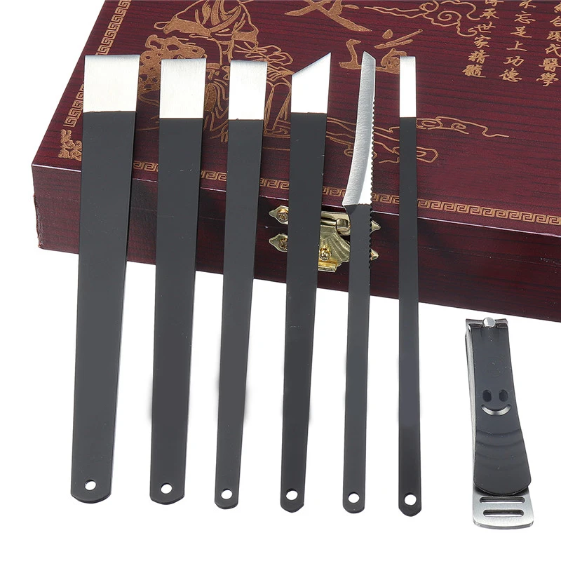7Pcs/set Cuticle Dry Dead Skin Remover Toe Nail Pedicure knife Feet Care Manicure Nails Clipper Scissors Tweezer with Box