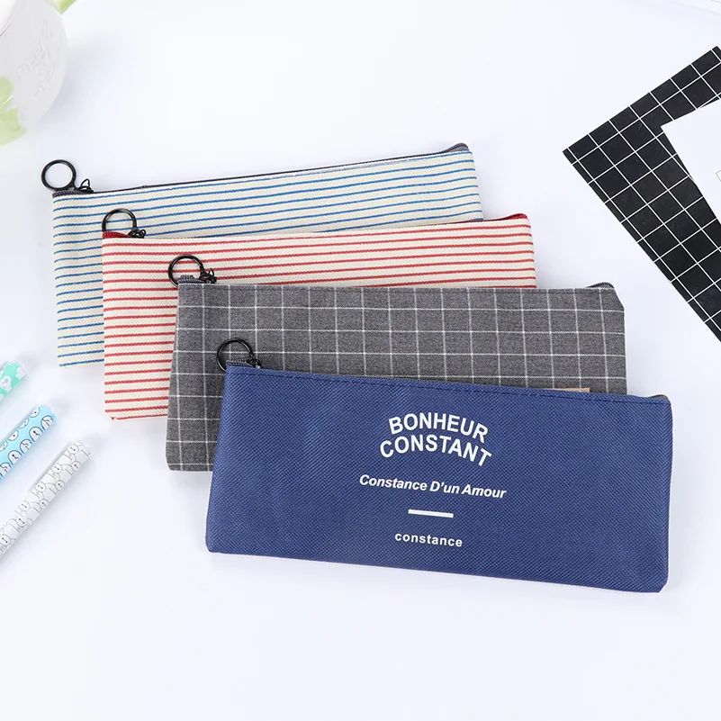 

Student pencil case stationery bag simple plain canvas bag stationery cartoon pen case student storage bag