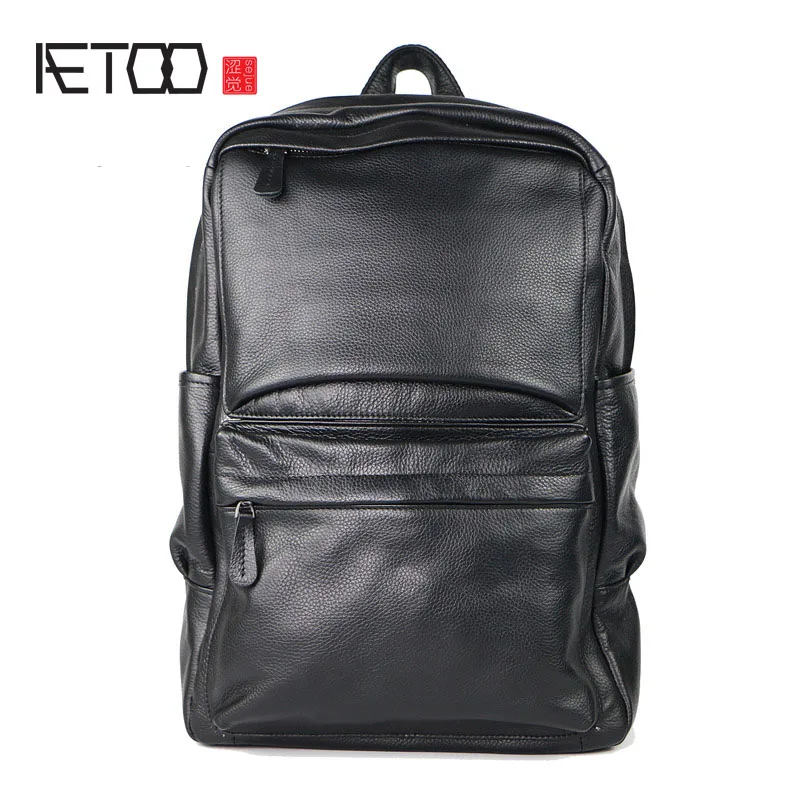 

BJYL Shoulder Bag Men 's Head Cowhide Business Backpack Leather Student