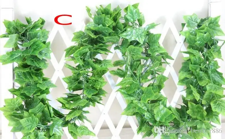 2.2m artificial Fake plants green Ivy Leaves Artificial Grape Vine greenery garland wedding flower home decoration Cheap
